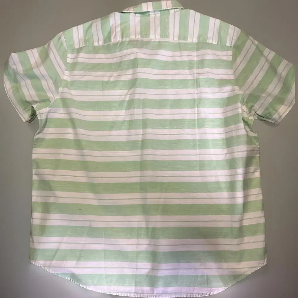 Banana Republic Shirt‎ Mens XL Standard Fit Green/White Short Sleeve Button Up